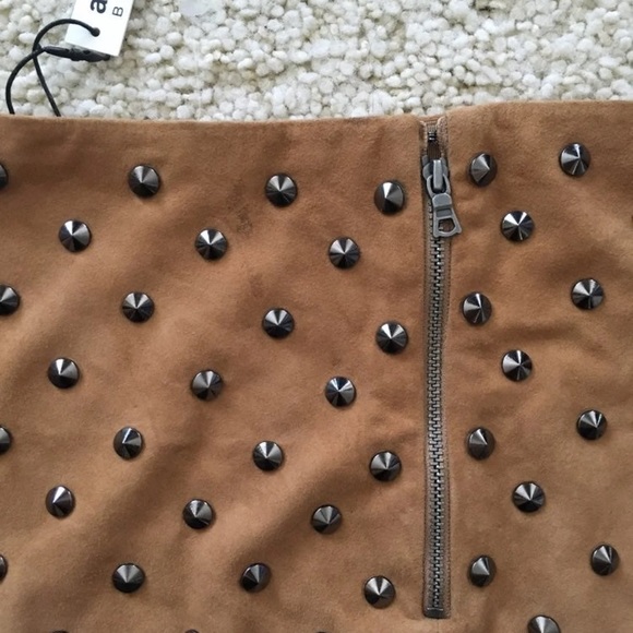 New Alice + Olivia mini skirt Elana suede leather studs rocker chic- 4 small - Picture 4 of 7